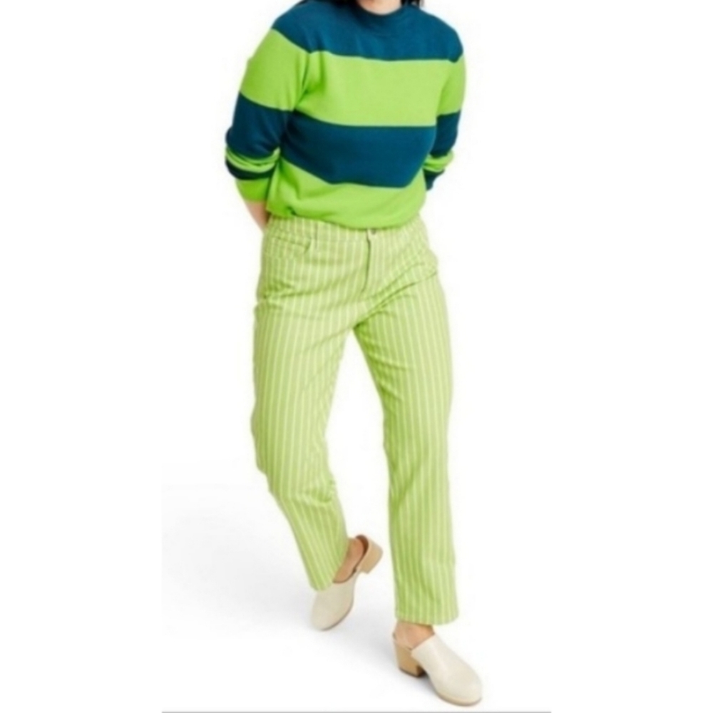 Victor Glemaud  × Target Pinstripe high rise Acid lime crop denim jeans Size 2